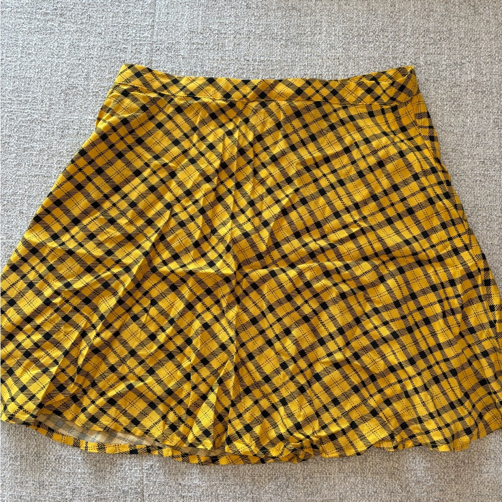 Art Class Yellow and Black Plaid Mini Skirt